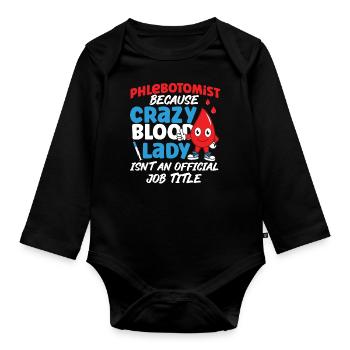 Phlebotomist Tech Technician - Baby Bio-Langarm-Body - Schwarz - Vorne