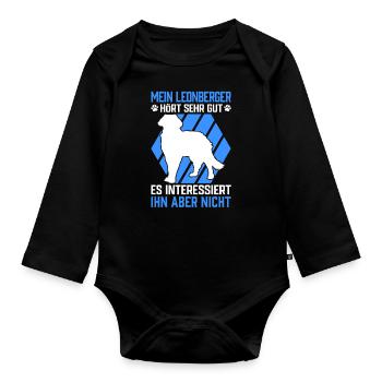 Mein Leonberger hört gut Leonberg Hund - Baby Bio-Langarm-Body - Schwarz - Vorne