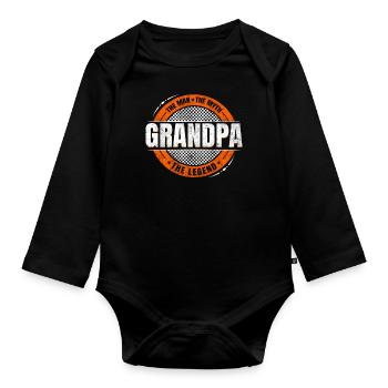 Grandpa Grandfather Paw Granddaddy Grandma Grandpa - Organic Longsleeve Baby Bodysuit - black - Front
