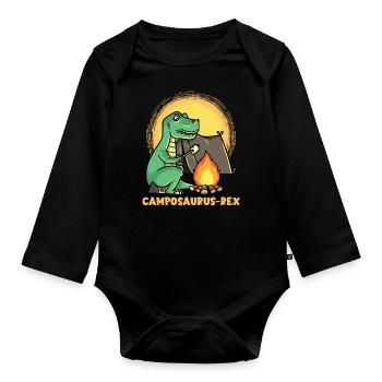 Dinosaure T-Rex Jurrasic Campfire Camping-car - Body Bébé bio manches longues - noir - Devant