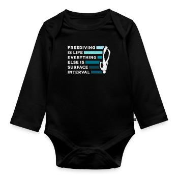 Apnoe Freitaucher Freitauchen Tauchen Geschenk - Baby Bio-Langarm-Body - Schwarz - Vorne