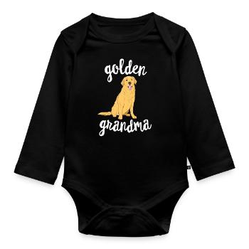 Golden Retriever Oma Pawma Hund Großeltern - Baby Bio-Langarm-Body - Schwarz - Vorne