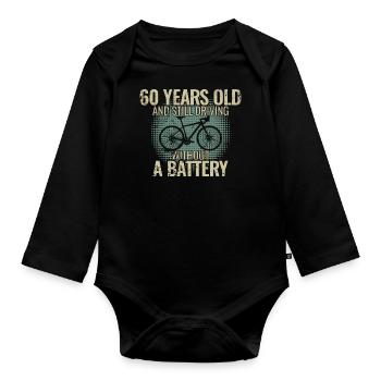 60 ans et toujours sans batterie - Body Bébé bio manches longues - noir - Devant