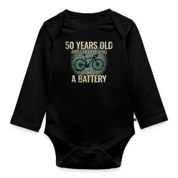 50 ans et toujours sans batterie - Body Bébé bio manches longues - noir - Devant