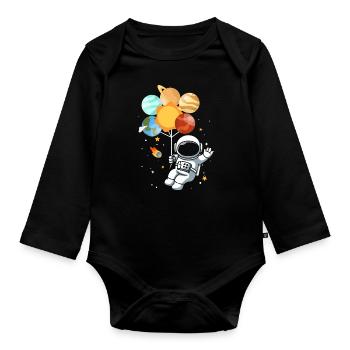 Astronomy Solar System Planet Astronaut - Organic Longsleeve Baby Bodysuit - black - Front