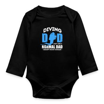 Diver Father Diving Sea Dad Father's Day Gift - Organic Longsleeve Baby Bodysuit - black - Front