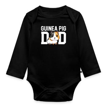 Cadeau de papa cochon d’Inde pour les amoureux du cochon d’Inde Propriétaire - Body Bébé bio manches longues - noir - Devant