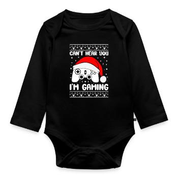 I can't hear you I gamble gamer gaming - Organic Longsleeve Baby Bodysuit - black - Front