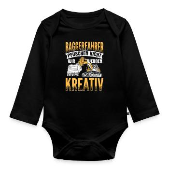 Wir Werden Kreativ Baggerfahrer Bagger - Baby Bio-Langarm-Body - Schwarz - Vorne