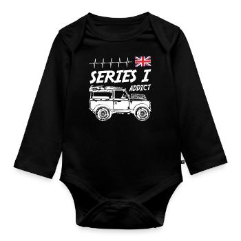 Landy Rover Series I Addict - Organic Longsleeve Baby Bodysuit - black - Front