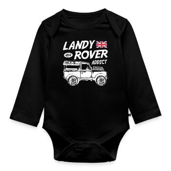 Landy Rover Addict - Organic Longsleeve Baby Bodysuit - black - Front