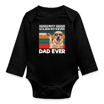 Best Golden Retriever Dad Ever Best Dog Dad - Organic Longsleeve Baby Bodysuit - black - Front
