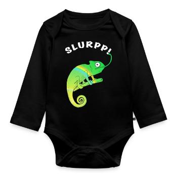 Chameleon SLURPP - Organic Longsleeve Baby Bodysuit - black - Front