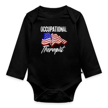 Occupational therapist America Patriot - Organic Longsleeve Baby Bodysuit - black - Front