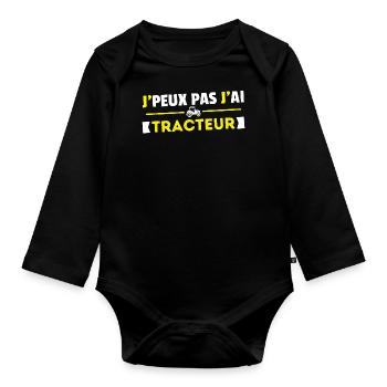 Je Peux Pas J'ai Tracteur Idée Cadeau Agriculteur - Body Bébé bio manches longues - noir - Devant
