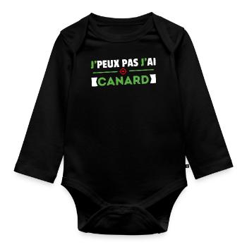 Je Peux Pas J'ai Canard Cadeau Chasse Chasseur - Body Bébé bio manches longues - noir - Devant