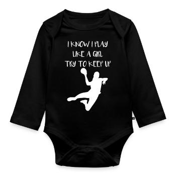 Handball Filles Handball Femmes Handball Féminin - Body Bébé bio manches longues - noir - Devant