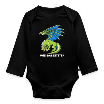 Drachen Wie Das Letzte Drache frisst Einhorn - Baby Bio-Langarm-Body - Schwarz - Vorne