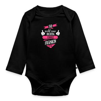 Franken Franke Fränkin Fränkisch Heimat Spruch - Baby Bio-Langarm-Body - Schwarz - Vorne