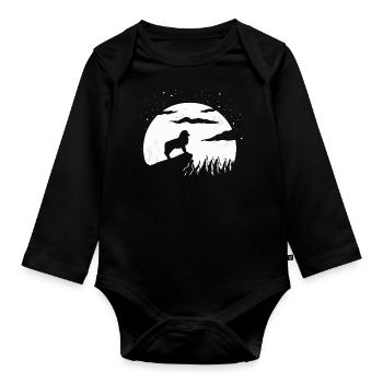 Australian Shepherd Australian Shepherd Moon - Organic Longsleeve Baby Bodysuit - black - Front