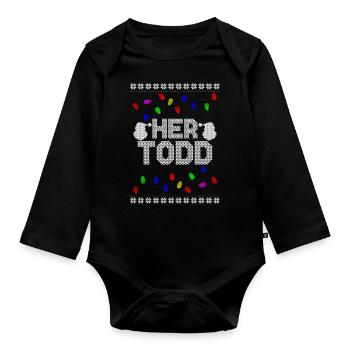 His Margo Her Todd Ugly Christmas Couple Matching - Organic Longsleeve Baby Bodysuit - black - Front