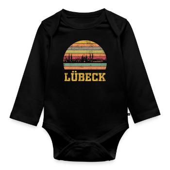 Lübeck Retro - Baby Bio-Langarm-Body - Schwarz - Vorne