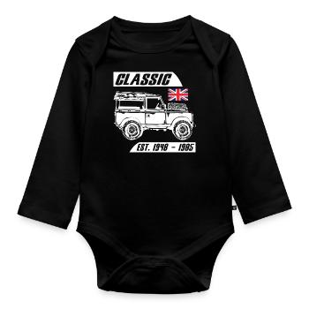 Landy Classic Car - Organic Longsleeve Baby Bodysuit - black - Front