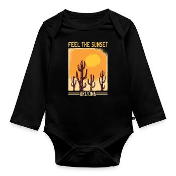 Arizona, Feel the Sunset - Organic Longsleeve Baby Bodysuit - black - Front