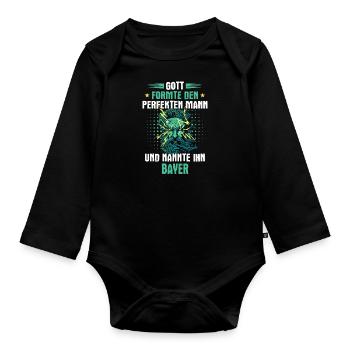 Bayern bayrisch Bayer Deutschland Heimat Spruch - Baby Bio-Langarm-Body - Schwarz - Vorne