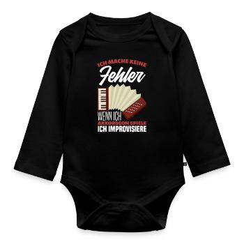 Akkordeon Akkordeonist Akkordeonistin - Baby Bio-Langarm-Body - Schwarz - Vorne