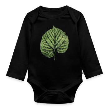 Feuille de tilleul / Feuille de tilleul / NATURE - Body Bébé bio manches longues - noir - Devant