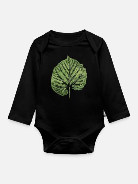 Lindenblatt / Blatt Linde / NATUR - Baby Bio-Langarm-Body - Schwarz
