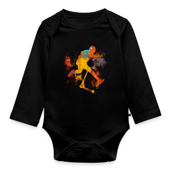 trottinette freestyle - Body Bébé bio manches longues - noir - Devant