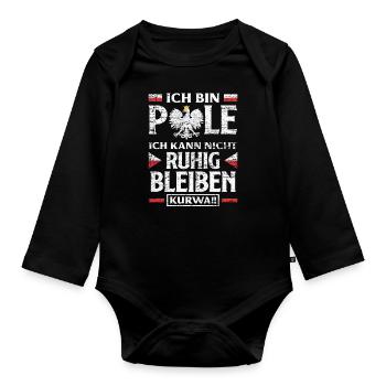 Polen Pole Spruch - Baby Bio-Langarm-Body - Schwarz - Vorne
