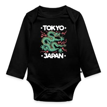 Japanese Tokyo Dragon Japan Asian Sakura - Organic Longsleeve Baby Bodysuit - black - Front