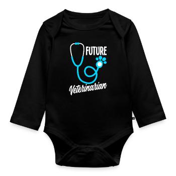 Funny Veterinary Veterinarian Veterinarian Gift - Organic Longsleeve Baby Bodysuit - black - Front
