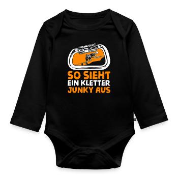 Klettern Bergsport Kletterer - Baby Bio-Langarm-Body - Schwarz - Vorne