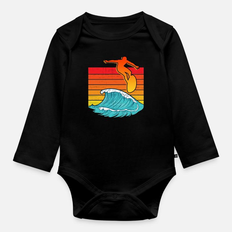 Surfing - Body Bébé bio manches longues - noir