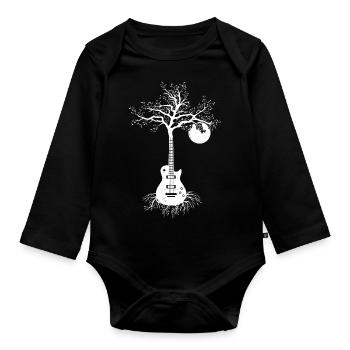 Guitars Guitarist Bassist Guitar Vintage Tree - Organic Longsleeve Baby Bodysuit - black - Front