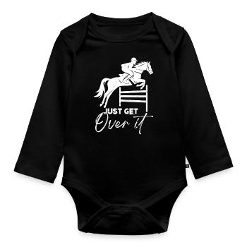 Cheval, chevaux, filles et chevaux - Body Bébé bio manches longues - noir - Devant