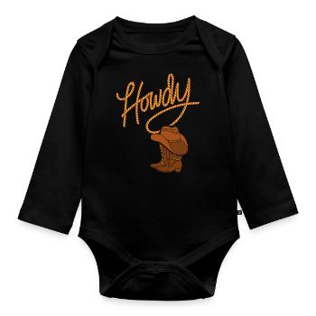 Hallo Cowboy Western - Baby Bio-Langarm-Body - Schwarz - Vorne