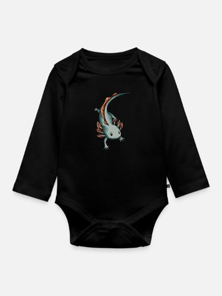 Axolotl Salamander - Baby Bio-Langarm-Body - Schwarz