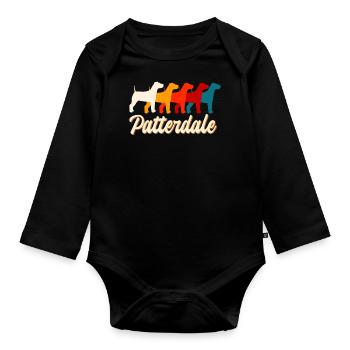 Patterdale, dog lover - Organic Longsleeve Baby Bodysuit - black - Front