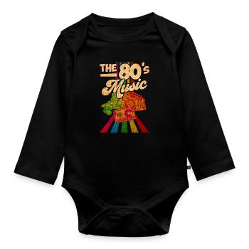 80er Jahre Lied - Baby Bio-Langarm-Body - Schwarz - Vorne
