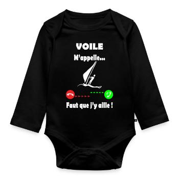 Voile - voile m'appelle - Body Bébé bio manches longues - noir - Devant