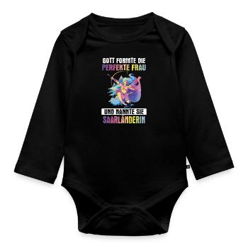 Saarland Saarländerin Saarländer Spruch - Baby Bio-Langarm-Body - Schwarz - Vorne