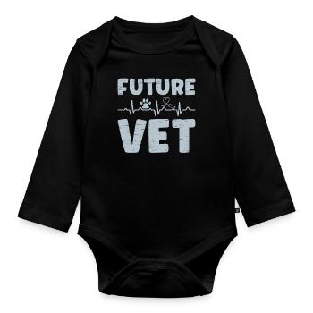 Future Vet for a Veterinarian Vet Tech - Organic Longsleeve Baby Bodysuit - black - Front