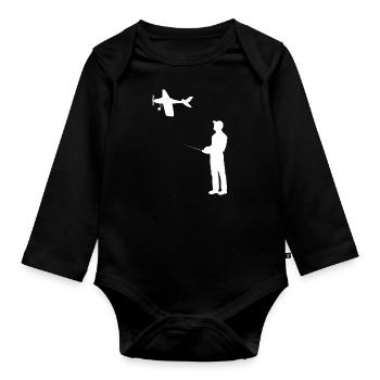 Modèle d’avion RC Volant Rétro Vintage Cadeau - Body Bébé bio manches longues - noir - Devant
