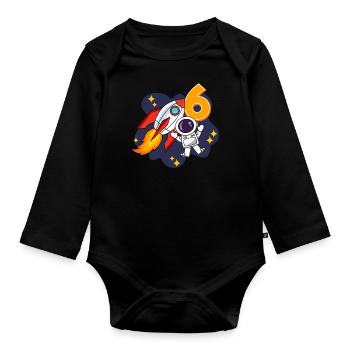 Astronaute spatial de 6 ans 6e anniversaire - Body Bébé bio manches longues - noir - Devant