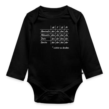 Lustiges Deutsche Grammatik Hilfe Deutsch Lehrer - Baby Bio-Langarm-Body - Schwarz - Vorne